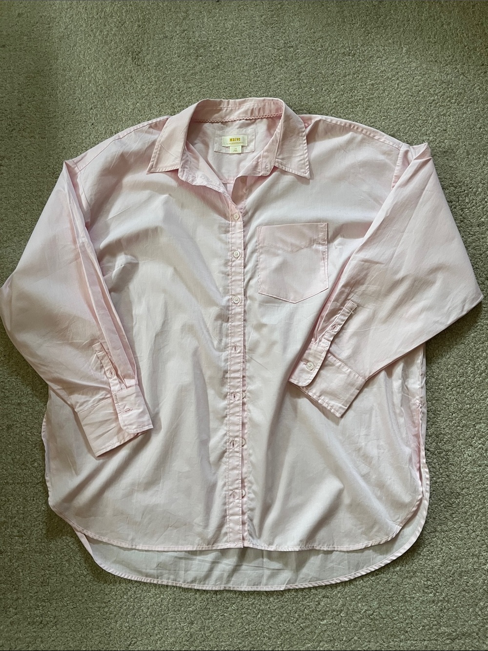 Anthropologie Maeve The Bennet Buttondown Shirt Pink 1X Oversized Cotton Poplin